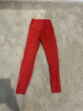 High-Rise Red Women's Leggings